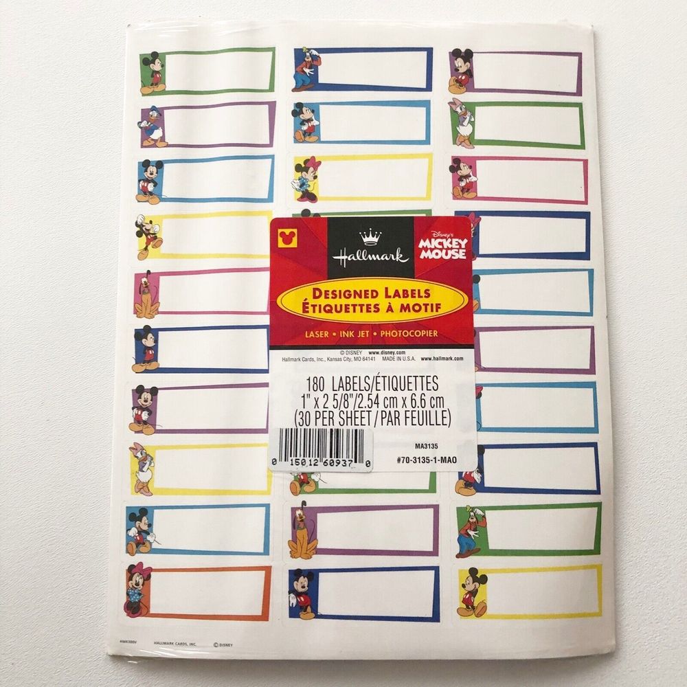 Hallmark Disney Address Labels Mickey & Friends 6 Sheets Discontinued MA3135